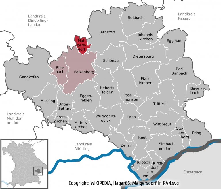 Geografische Lage der Gemeinde Malgersdorf